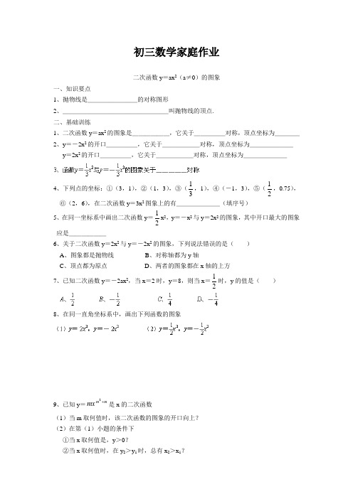 初三数学家庭作业 y=ax^2