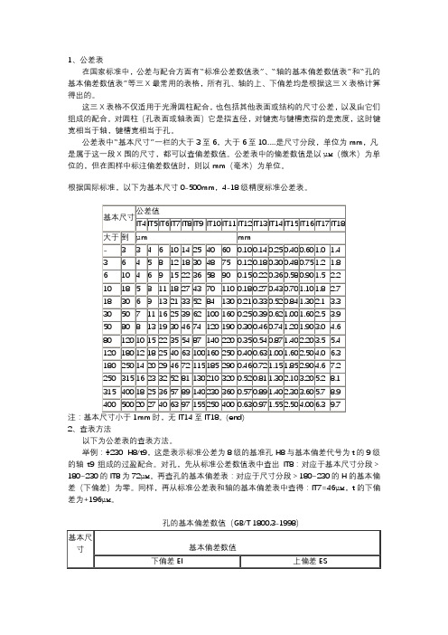 机械制图公差尺寸及查表