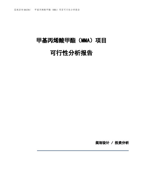 甲基丙烯酸甲酯(MMA)项目可行性分析报告(模板参考范文)