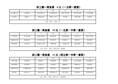 职工餐一周食谱