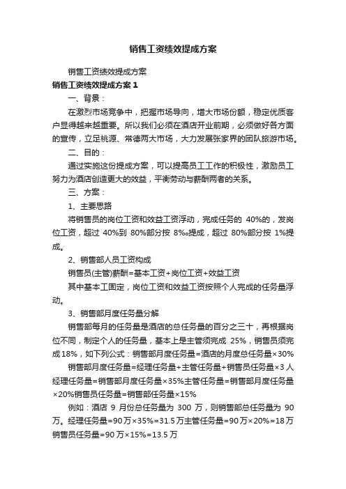 销售工资绩效提成方案