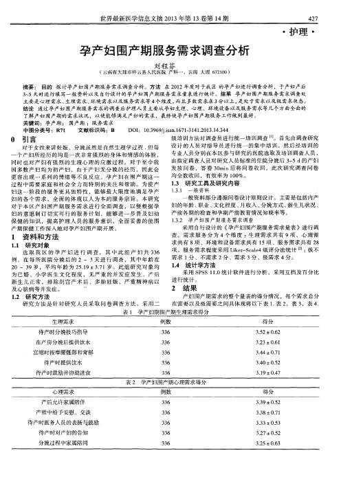 孕产妇围产期服务需求调查分析