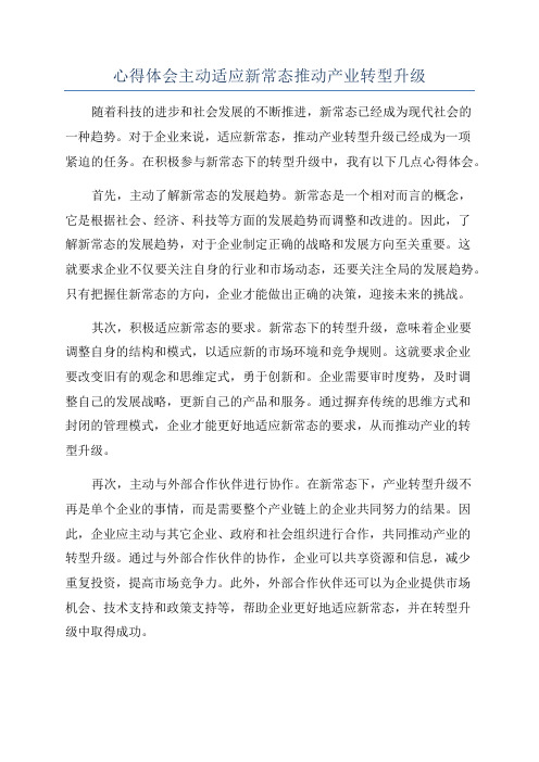 心得体会主动适应新常态推动产业转型升级