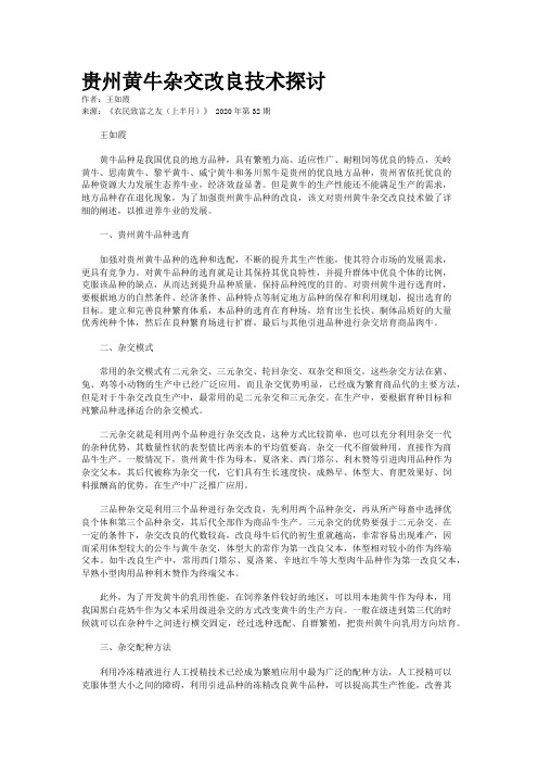 贵州黄牛杂交改良技术探讨