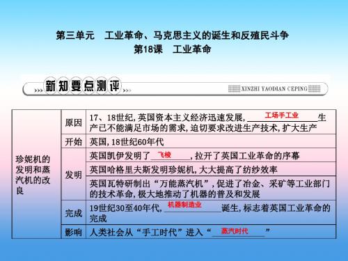 秋九年级历史上册第七单元工业革命马克思主义的诞生与反殖民斗争第18课工业革命作业课件川教版