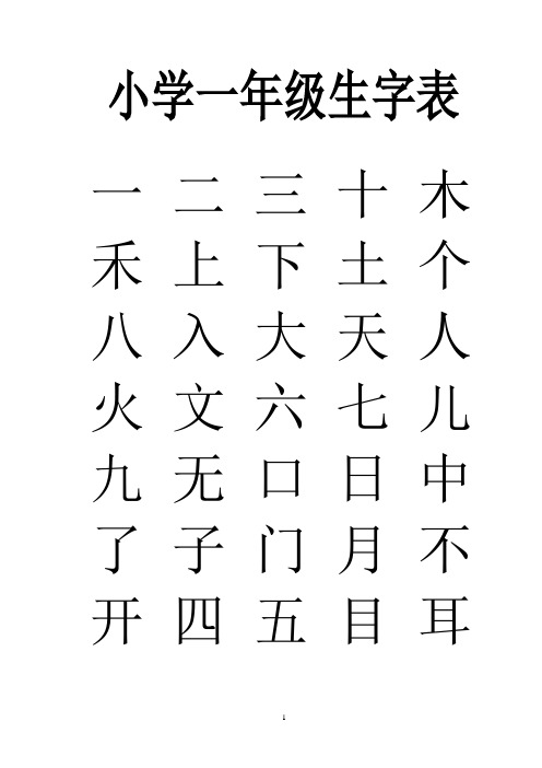 小学一年级生字表(350个)