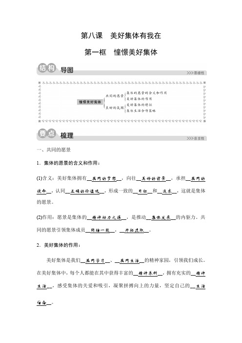 (新)部编版七年级道德与法治下册8.1《憧憬美好集体》练习题(带答案)