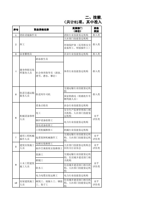 国家职业资格目录-2019版