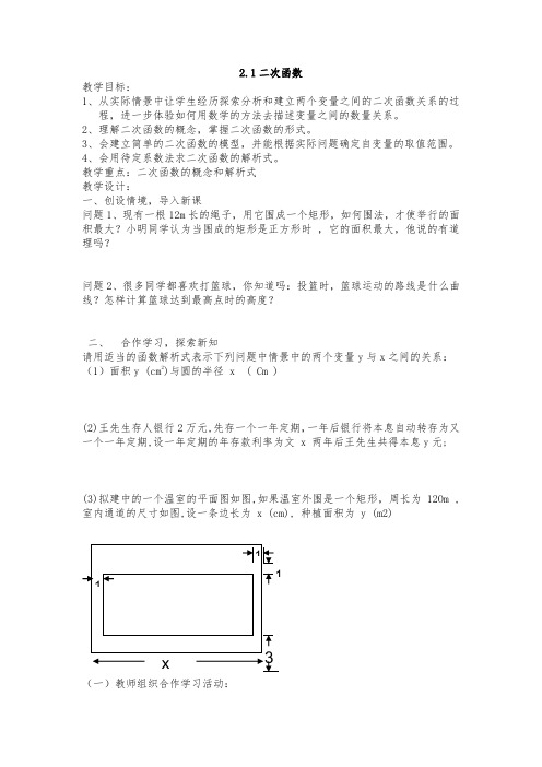 二次函数2.1,2.2学案