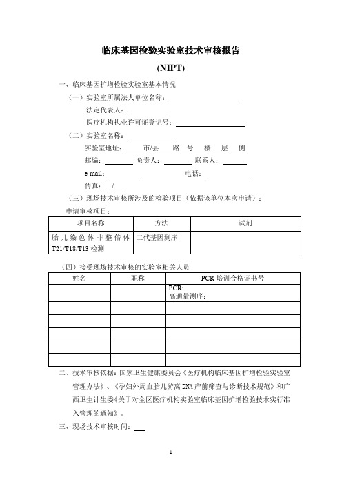 临床基因检验室技术审核报告