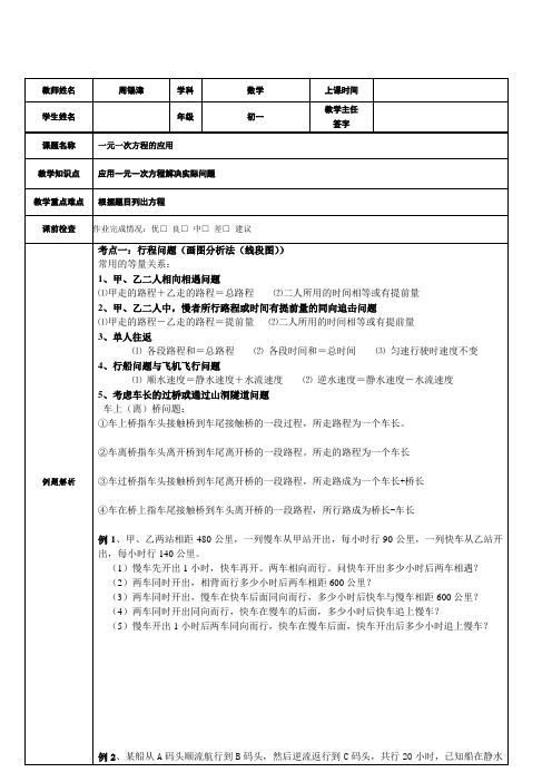 一元一次方程应用题问题