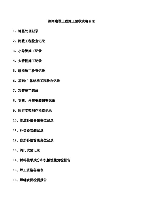 实用供热工程施工验收表格