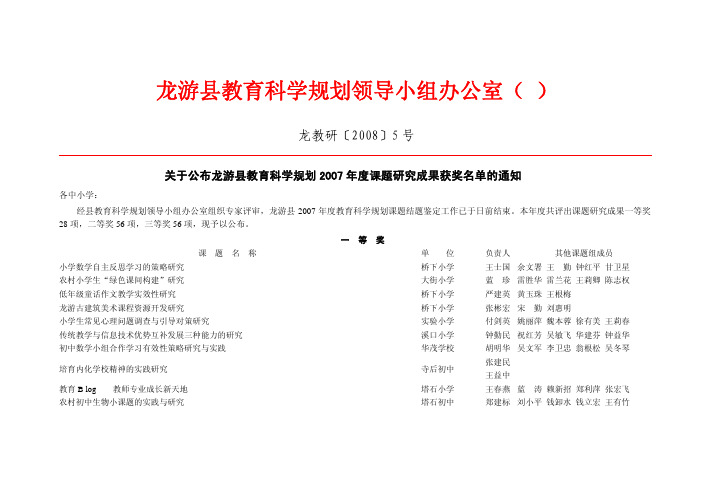 龙游县教育科学规划领导小组办公室(