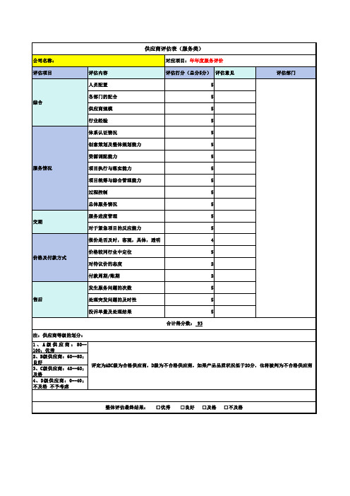 供应商评估表