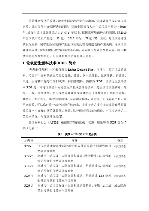 固废RDF概述、特性