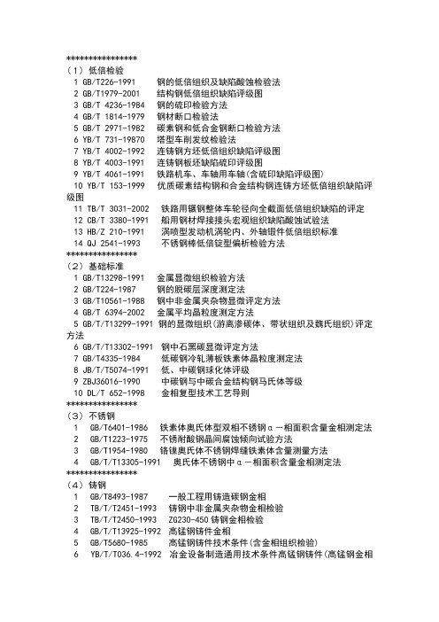 金相检验标准大全