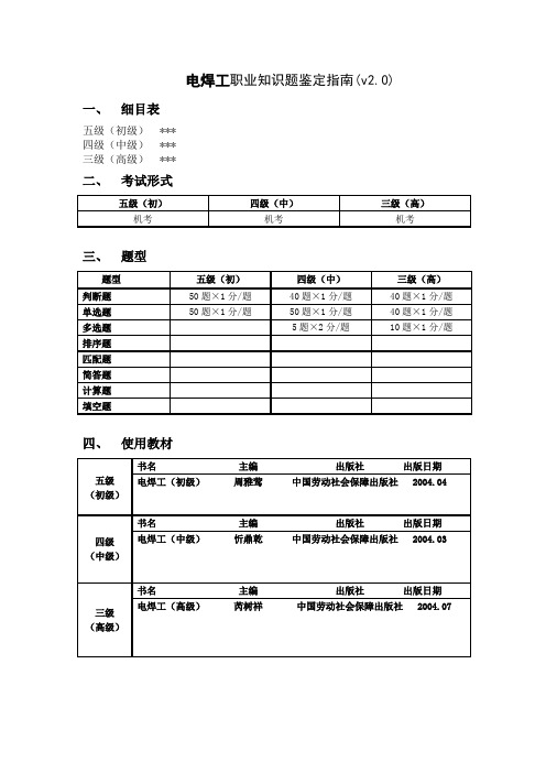 电焊工(初、中、高)细目鉴定指南