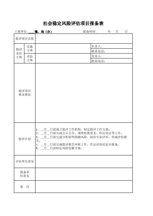 社会稳定风险评估项目报备表