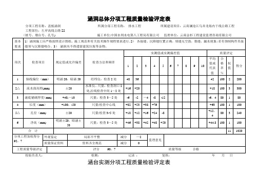 涵洞工程质量检验评定表本工程用表