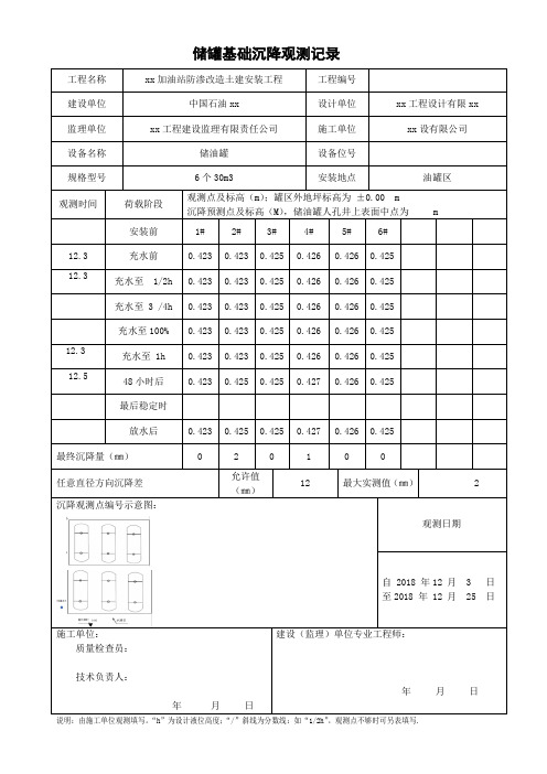 加油站储罐基础沉降观测试验记录(荆山)