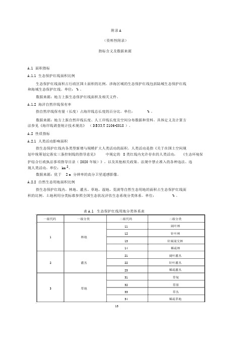 生态保护红线保护成效评估指标含义及数据来源、二级指标计算方法