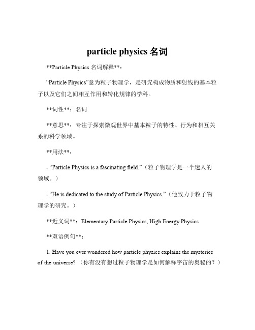 particle physics名词