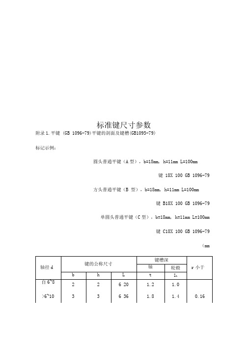 标准键尺寸参数