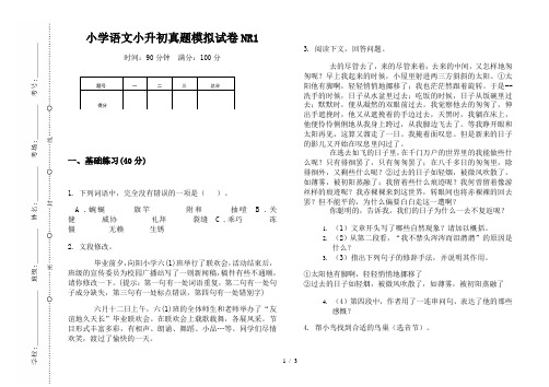 【小学教育】2019最新小学语文小升初(通用版)真题模拟试卷NR1—8K可直接打印