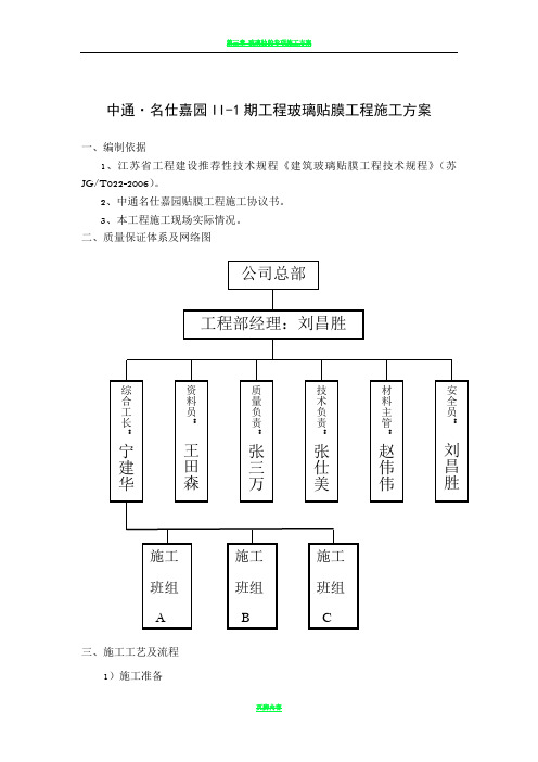 玻璃膜施工方案