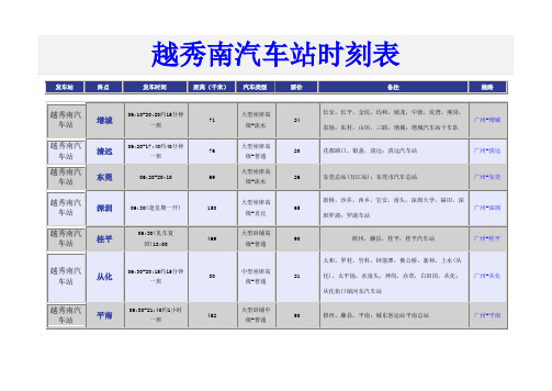 越秀南汽车站2014时刻表