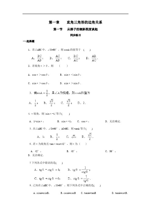 直角三角形的边角关系精讲讲义教案