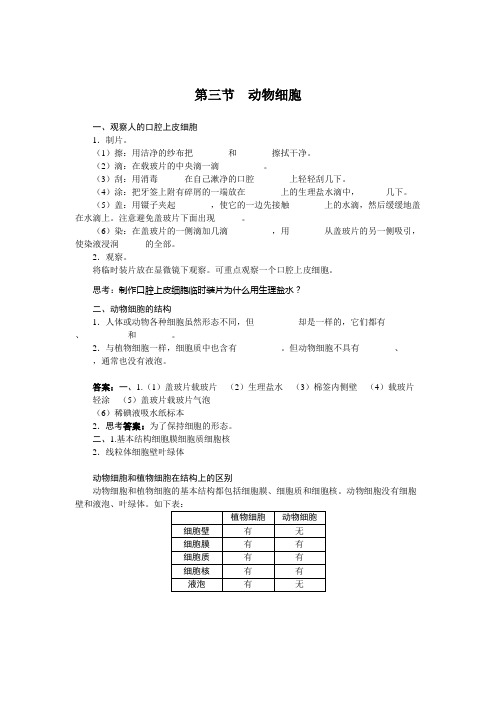 七年级上生物(人教版)导学案-(3)