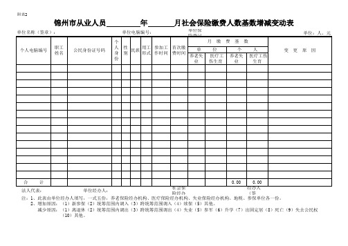 社保增减变动表