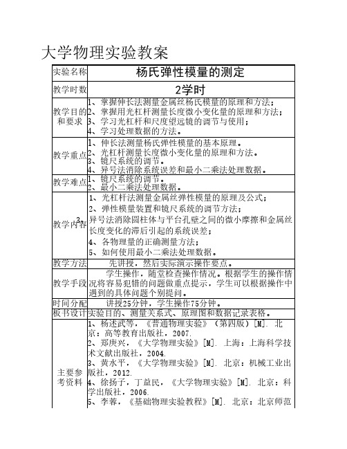 大学物理实验教案1-杨氏弹性模量的测定