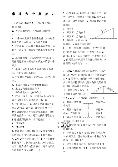 高三物理一轮复习提限时训练 . 摩擦力专题复习带答案