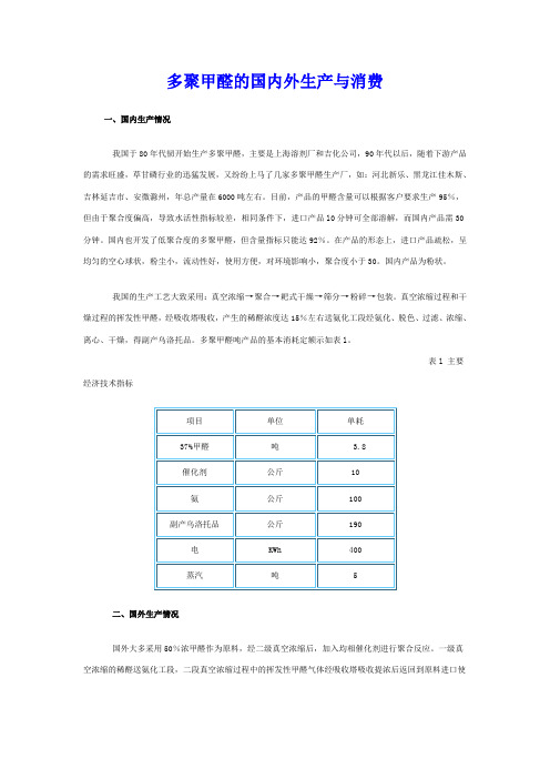 多聚甲醛的国内外生产与消费