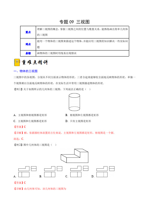 部编数学九年级下册专题09三视图(重难点突破)(解析版)_new含答案