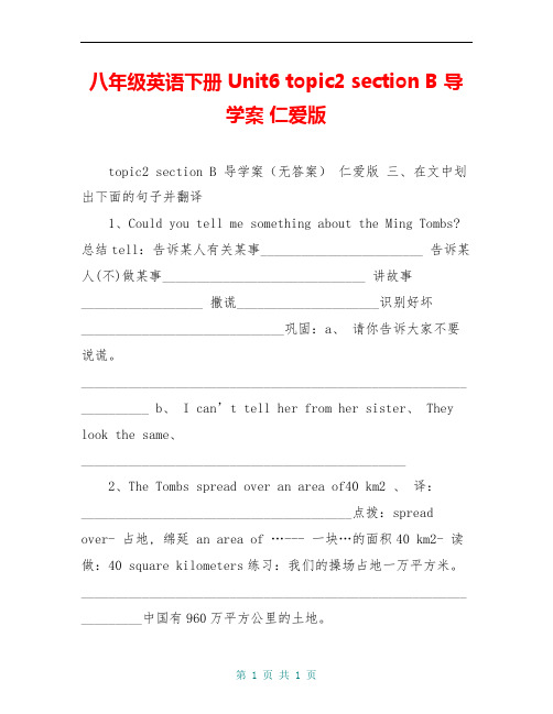 八年级英语下册 Unit6 topic2 section B 导学案 仁爱版