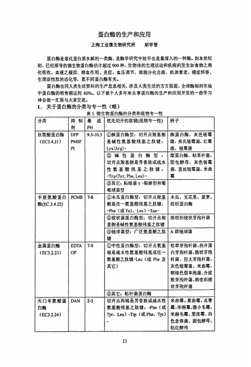 蛋白酶的生产和应用