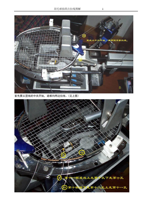 羽毛球拍四点拉线图解