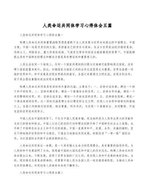 人类命运共同体学习心得体会五篇