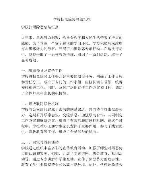 学校扫黑除恶总结汇报