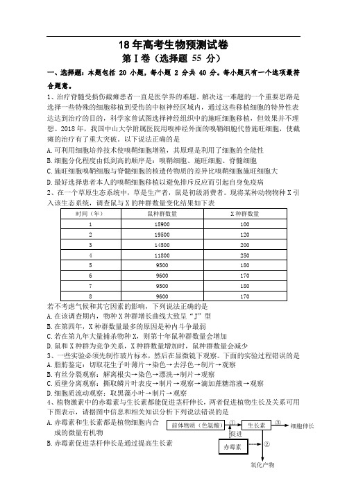 最新-2018年高考生物预测试卷 精品