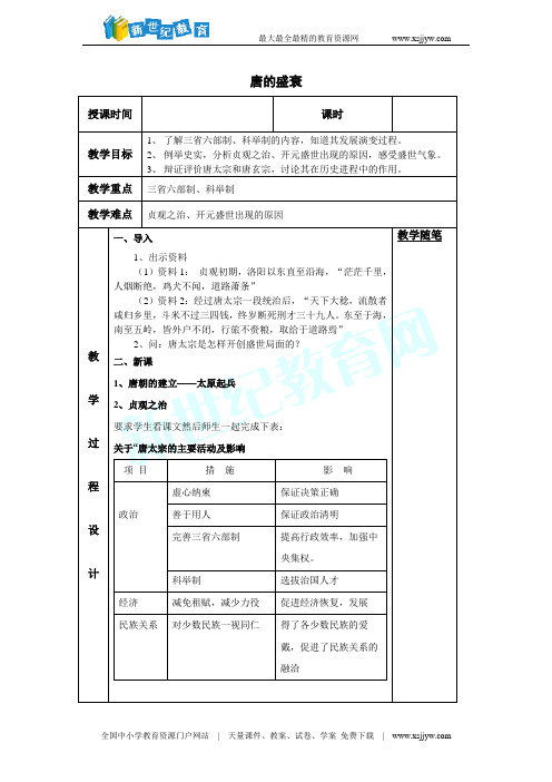 4.2.2 唐的盛衰 教案