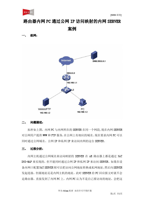 解决华为路由器用公网IP访问内网的命令