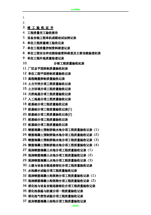 精心整理的城市污水处理厂工程质量验收记录表-全套表格-(1)