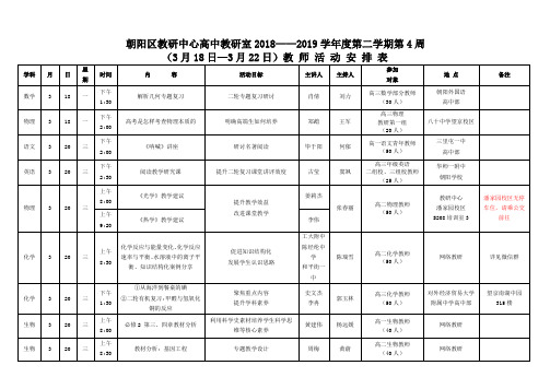 朝阳区教研中心高中教研室20182019学年度第二学期第4