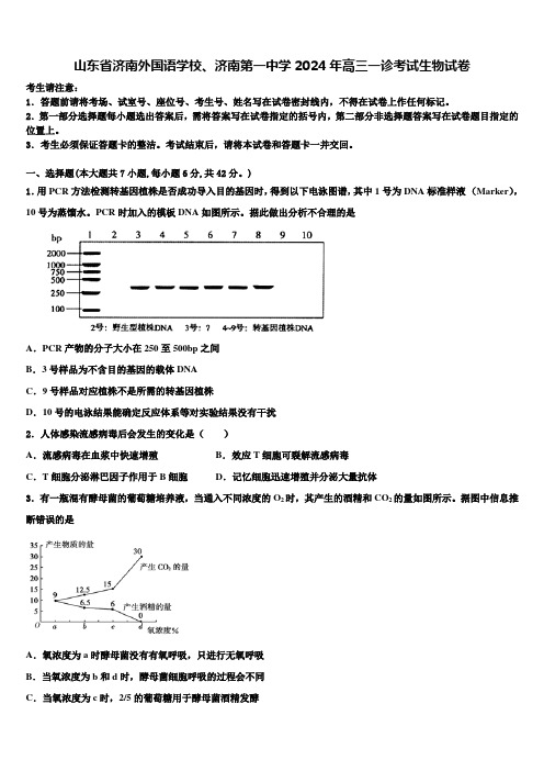 山东省济南外国语学校、济南第一中学2024年高三一诊考试生物试卷含解析