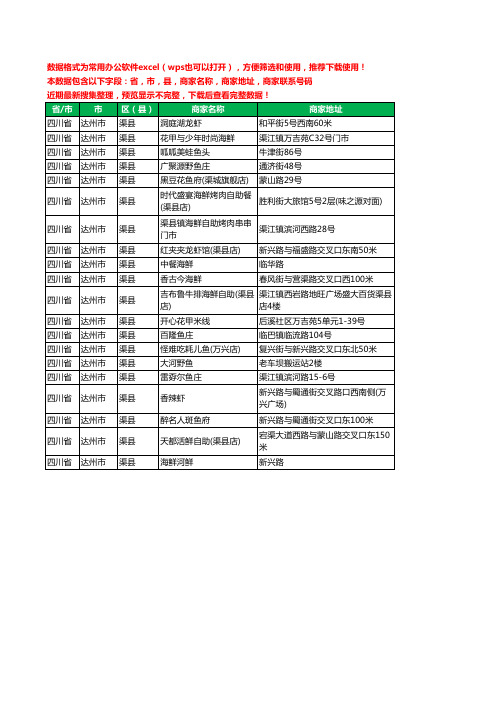 2020新版四川省达州市渠县海鲜工商企业公司商家名录名单黄页联系电话号码地址大全20家