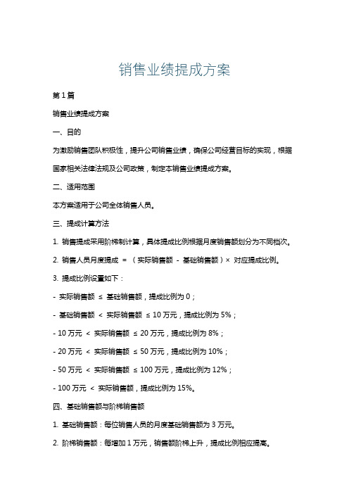 销售业绩提成方案